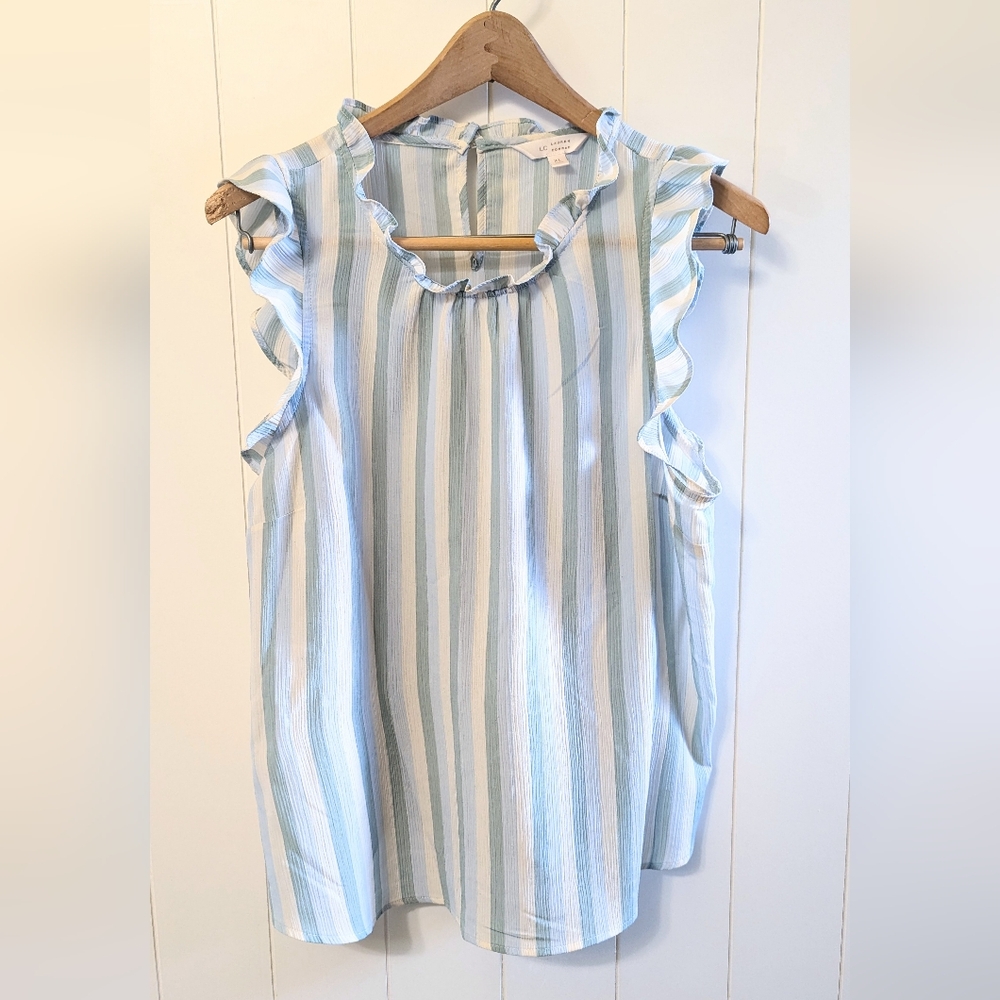 LC Lauren Conrad Striped Ruffle Blouse